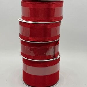 Set of 4 Red Silky Wired Ribbon